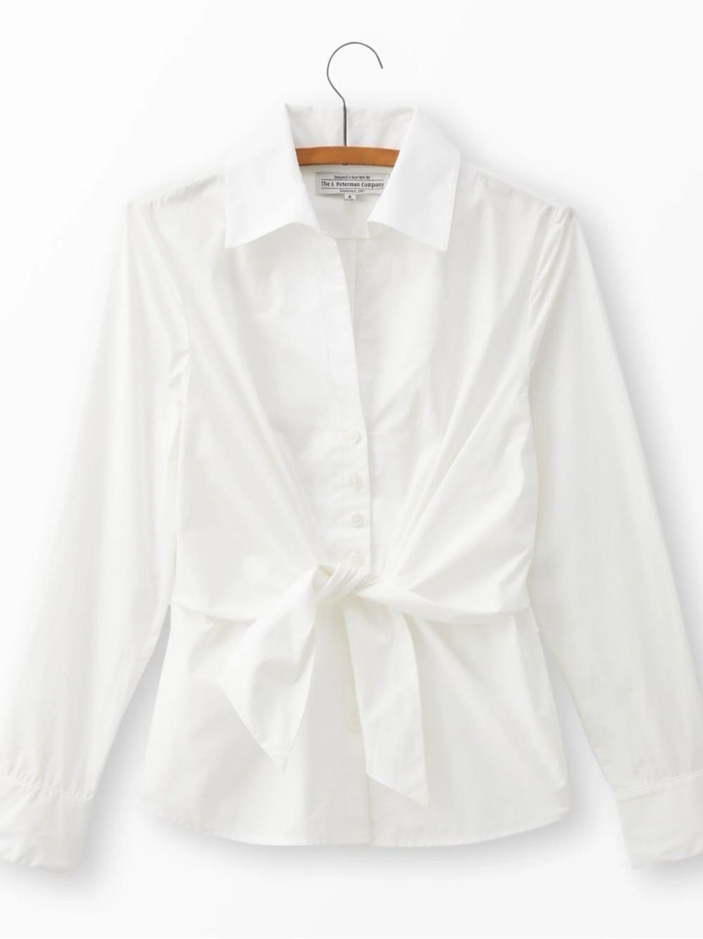 J. Peterman White Tie-Front Button-Up Blouse | Size 6 - Picture 2 of 9